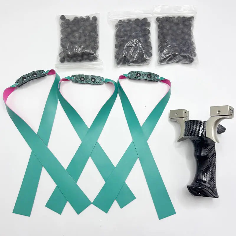 Y-U-O-U-Y Schleuder aus Aluminiumlegierung – Komplettset mit 3 Gummibändern und 300 Kugeln, ergonomischer Griff