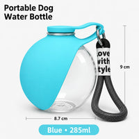 New 2026 2 in 1 Portable Dog Water Bottle with Lanyard Foldable Silicone Bowl Leak Proof Compact Travel Pet Feeding Bottle Hot
