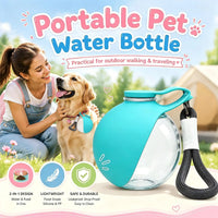 New 2026 2 in 1 Portable Dog Water Bottle with Lanyard Foldable Silicone Bowl Leak Proof Compact Travel Pet Feeding Bottle Hot