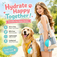 New 2026 2 in 1 Portable Dog Water Bottle with Lanyard Foldable Silicone Bowl Leak Proof Compact Travel Pet Feeding Bottle Hot
