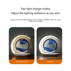 Retail! 15W Wireless Charger with Quicksand Painting Night Lamp Table Top Decoration Fast Charging Station Orange